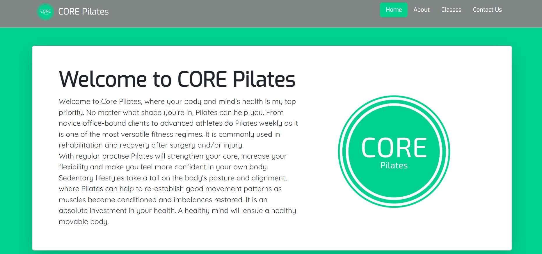 Pilates CORE Site Preview