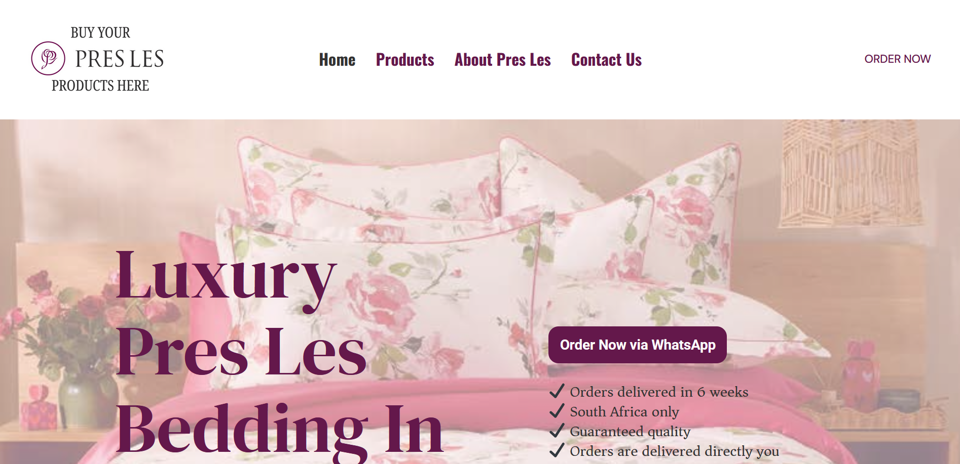 Buy Pres Les Bedding Site Preview