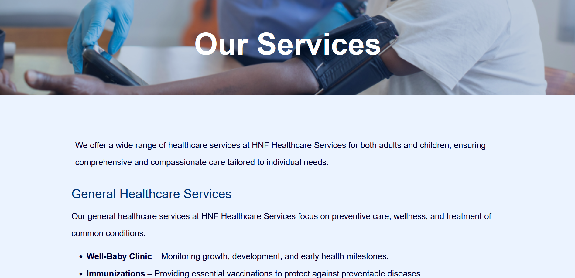 HNF Health Care Services Site Preview